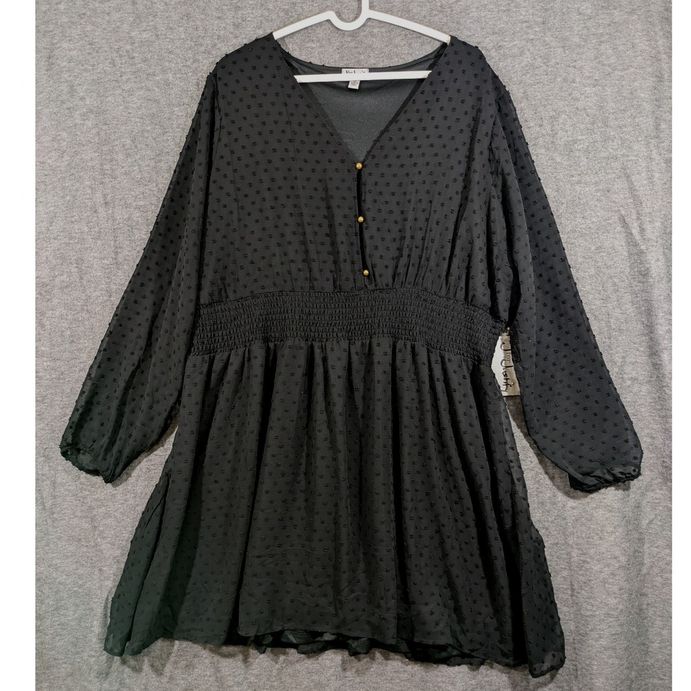 J for Justify Black Fit and Flair Pull Over Long Sleeve Womens Dress Size 3X NWT